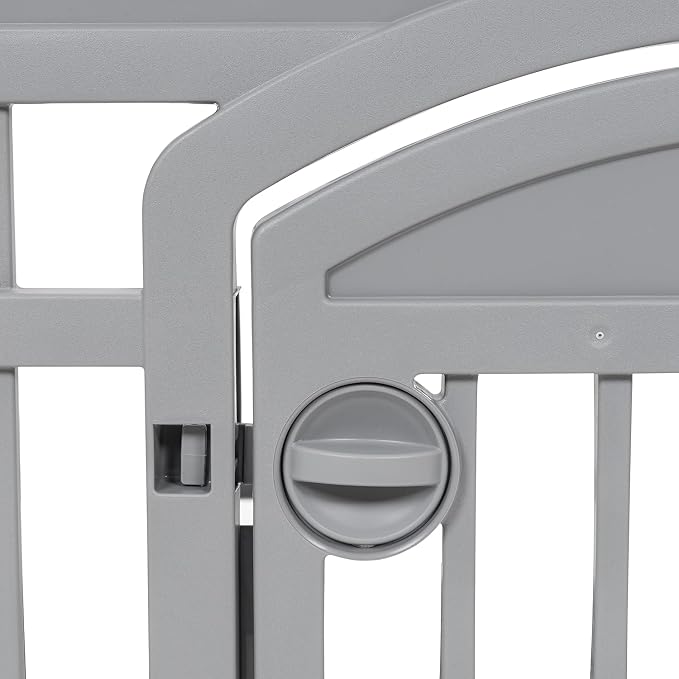 IRIS USA 4-Panel Dog Playpen, Pet Enclosure, Dark Gray | Heavy Duty Plastic, Puppy Training, Indoor Outdoor, Portable, Foldable, Multiple Pets