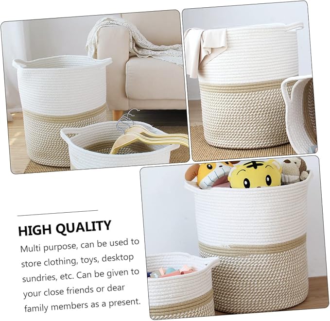 MERRYHAPY Multifunctional Rope Storage Basket for Pet Toys Laundry and Sundries Stylish Organizer Bin Portable Handle