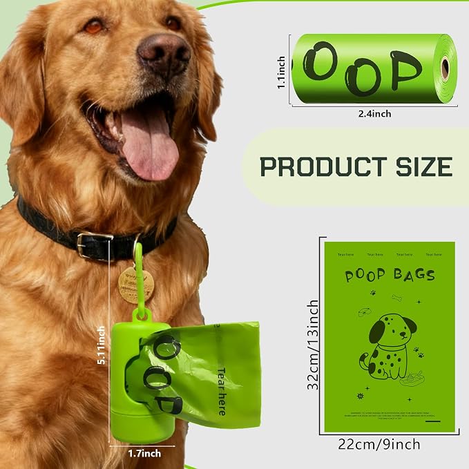 Dog Poop Bags rolls with Dispenser,120 pack Plant-Based Material | Dog Waste Bags Extra Thick Leak-Proof , Lavender-Scented Dog Poop Bags, 13x9 Inch for Bags for Dogs Walking and Cat Litter