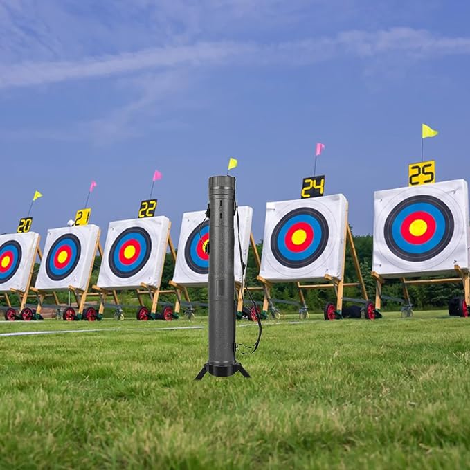 Angoily Black Archery Stand for Bow and Arrow Tube Storage, Portable | Pet Build, Tool-free Assembly, Indoor Range and Target Shooting Use, Stable Performance, Versatile Compatibility