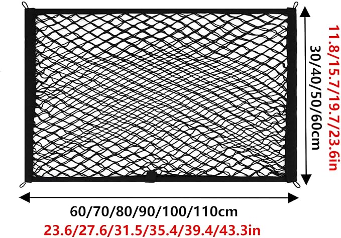 Pet Basket for Bike, Multi Size Elastic Nylon Mesh | Stretchy Woven Nylon, Firm Screw Mount, Anti Escape Pet Protection Barrier(90x40cm/35.4x15.7in)