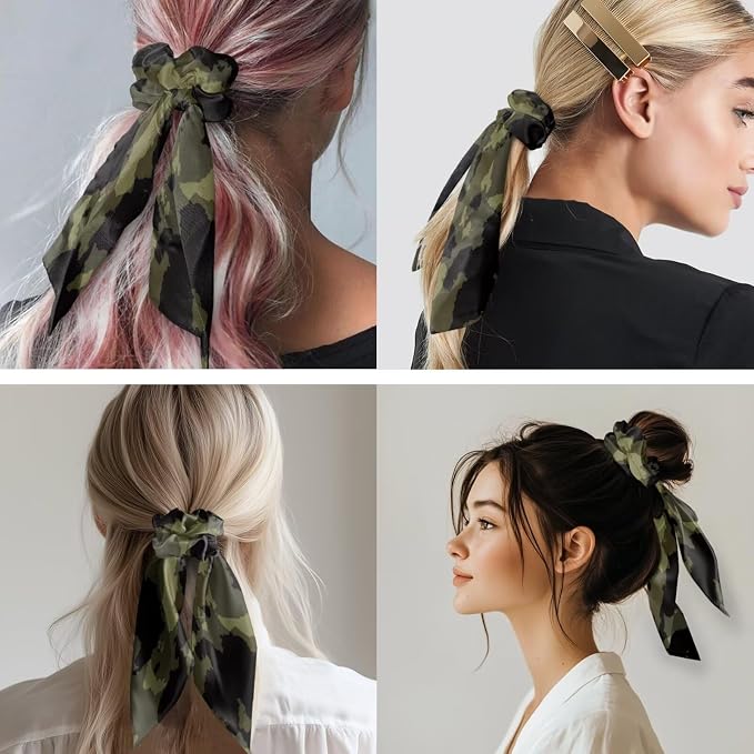 COEQINE Green Camo Valentines Dog Bandanas Brothers with Hair Tie Bow Cool Adult Waiter Costume with Pet Costume Christmas Party Cosplay 2 Pcs Winter Clothing for Women Dog Outfit