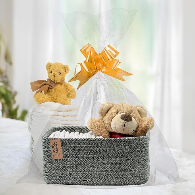 COMFY-HOMI 13" x 8.5" x 5.1" Storage Baskets for Organizing | Cotton Rope Woven Basket | Toy Storage Bin Box | Basket for Shelves, Closet Organizer Bin, Decorative Closet Shelf, 1 Pack