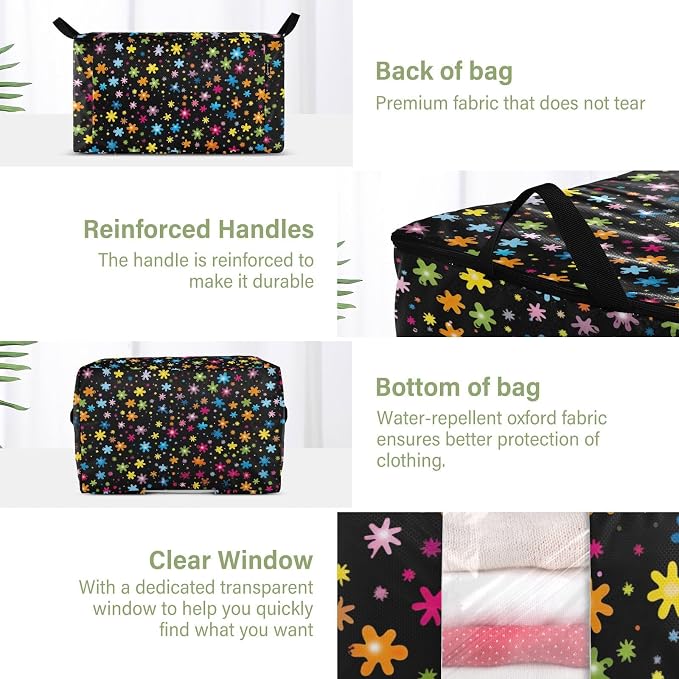 Generic Pet Paw Star Clothes Storage Bag Bins 2 Pack Foldable Storage Containers Large Closet Organizer with Zipper Blanket Storage Bag for Pillows Clothing Comforters 60L, g355896642p976c1037s2357
