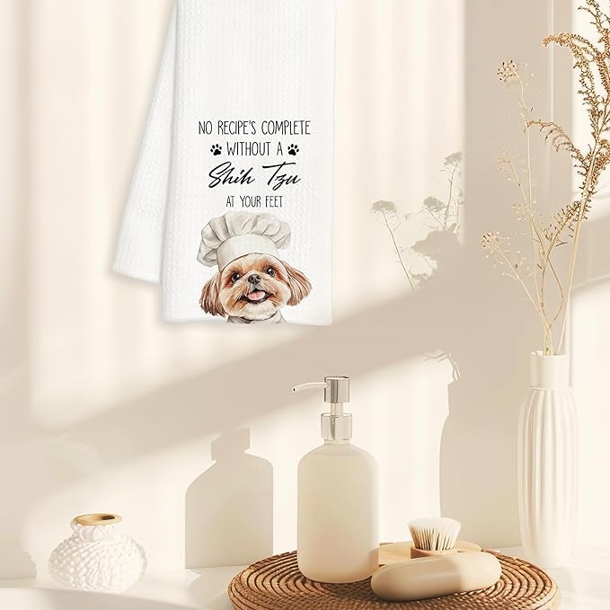 Shih Tzu Gifts Kitchen Towels Decorative, Shih Tzu Gifts for Women Dish Tea Towels for Kitchen Drying, Dog Mom Pet Lovers Hand Towels for Bathroom Decor, 16x24 Inch
