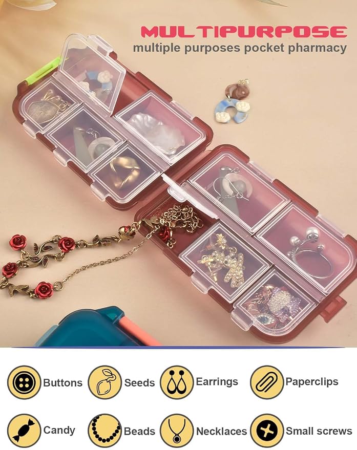 3 Pcs DIY Travel Pill Organizer with Labels Pocket Pharmacy, 3 Pill Box & 420 Medicine Labels, Portable Travel Essentials Mini Pill Container 7 Day Pill Case Storage Vitamin Fish Oil (Set B)