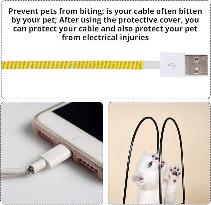 Friends 10 Pcs Cord Protectors from Pets No Chew 43.3'',Vivid Colors | Spiral Cable Protector, Phone Charger Cover, Data Cable Protective Sleeve Chew Proof, USB Wire Cover Stylish, Cat Dog Rabbit