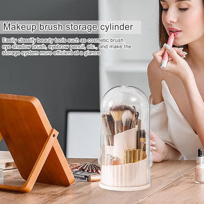 Makeup Brush Holder Dustproof Clear Lid Display Case