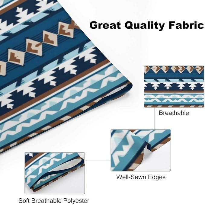 Lightweight and Soft Colorful Surf Blue Tribal Navajo Aztec Geometric Ethnic Pattern and Washable Triangle Pet Scarf, Adjustable Pets Daily Bib for Family Party, Beach Outings Use
