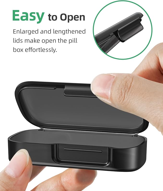 PULIV Weekly Pill Organizer with Large Capacity, Dual Protection (Black) | Pill Box 7 Day, Arthritis Friendly Pill Case Easy to Open, Medicine Organizer for Vitamins, Medication, Fish Oils, Supplement
