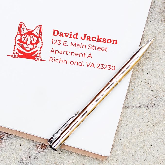 Kurilian Bobtail Customized Address Return Stamper - 7/8 x 2-1/4 | Unique Address Stamps for Event Programs | Made to Order Mailing Stamps for Cat Lovers & Kurilian Bobtail Fans