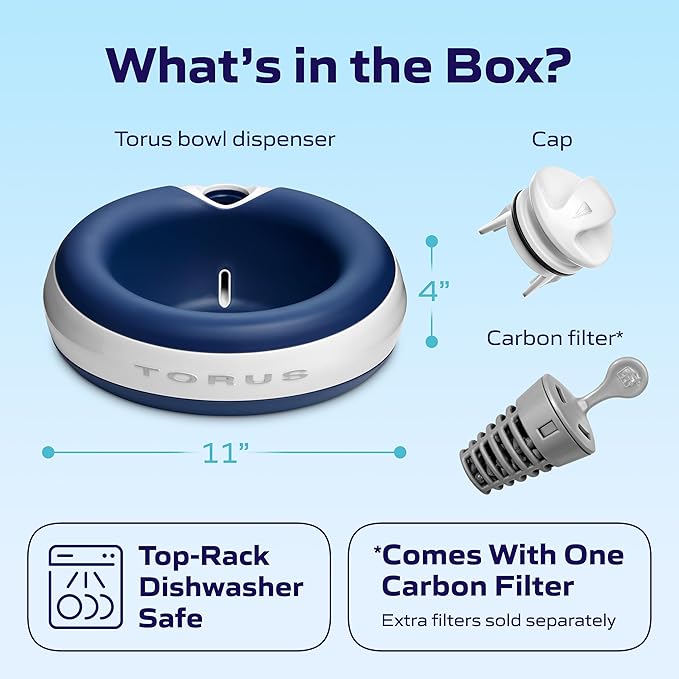 Maxi Filtered Dog Water Bowl, 2L/68oz - No Power or Batteries Needed, Auto-Refill, No Spill, Portable Travel Lock, Carbon Filter, BPA-Free, Dogs & Cats