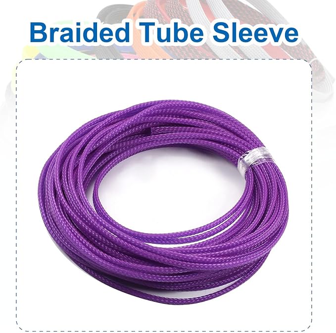 Heyiarbeit 10m/32.8ft PET Expandable Braid Cable Sleeving Flexible Wire Mesh Sleeve Purple 3mm