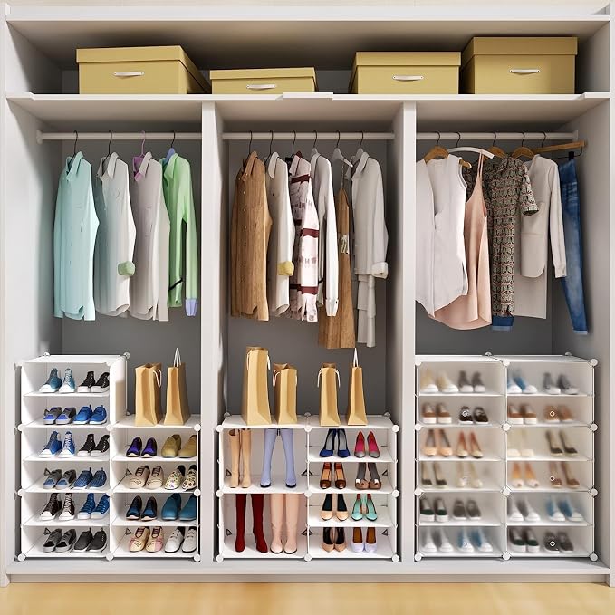 Shoe Storage,24 Pairs Rack Organizer for Closet Cabinet with Door Shelves Closet,Entryway,Hallway,Bedroom
