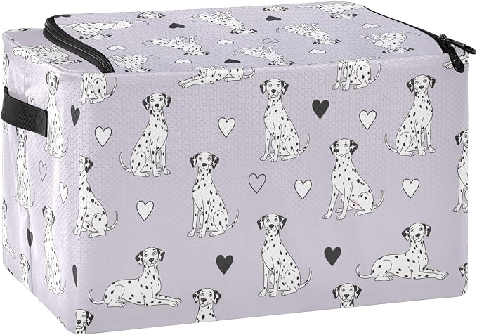 Cute Pets Dogs Purple pattern Under Bed Storage Containers with Double Zipper Openings, Foldable Clothes Storage Bins with Clear Window and Handles for Comforters Blankets Bedding