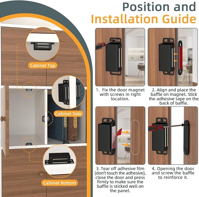 Jiayi Magnetic Door Catches 12 Pack Cabinet Door Magnets Black Magnetic Door Latches Catches Cupboard Door Closures for Kitchen Wardrobe Drawer Closet Closing