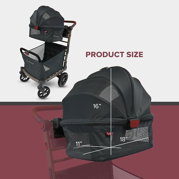 Foldable Pet Caddy - Collapsible, Attachable & Removable Pet Carrier for Beach and Shopping Carts - Travel with Small & Medium Size Pets, Cats & Dogs (Cart Not Included)