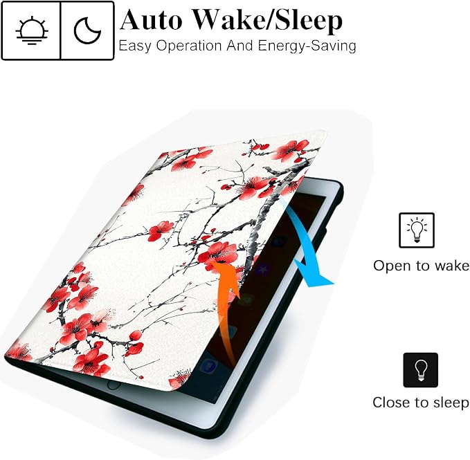 for Microsoft Surface Pro 11/10/9-13" 2024/2022 Tablet Case,Auto Wake/Sleep,Adjustable Stand Protective Cover - Plum Blossom