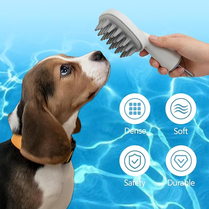 Dog Bath Brush & Massager, Dog Cleaner & Cat Grooming Brush, Silicone Shampoo Scrubber for Dogs & Cats, Rubber Curry Brush for Bathing, Washing & Shedding Care