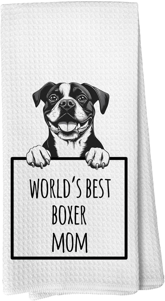 Funny Boxer Dog Kitchen Towels and Dishcloths, Boxer Dog Gifts for Women, Gifts for Pet Lovers Drying Cloth Hand Towels for Bathroom Kitchen Decor, 16x24 Inches