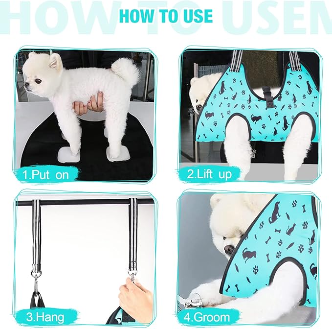 ATESON Dog Grooming Hammock - Pet Harness for Grooming Nail Trimming (M 40lb), Dog Sling for Nail Clipping, Dog Hanging Holder for Cutting Nail with Nail Clippers