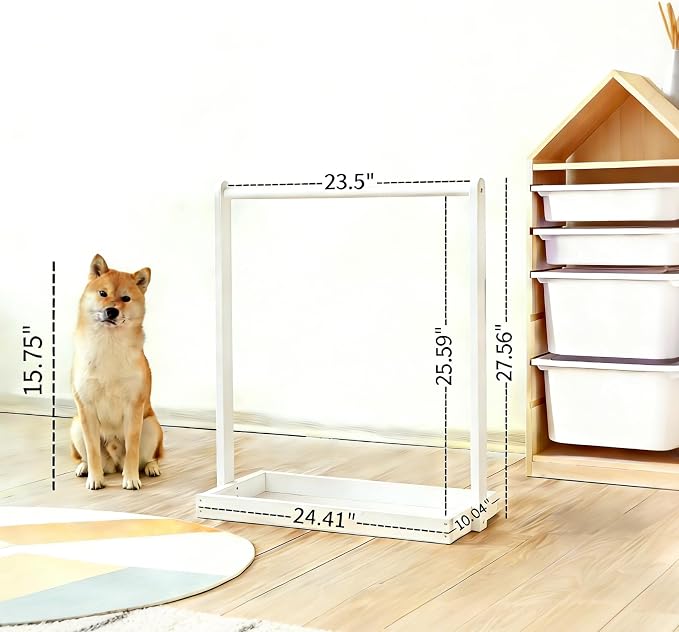 Baby Clothing Rack for Baby Shower, Pets Clothes Rack with Storage Box & Hanging Rod for Dogs Cats Dolls Clothes Display, Mini Baby Shower Crate Closet Rack (White)