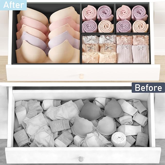 DIMJ Drawer Organizer Clothes - 16 Pack Baby Dresser Organizer for Nursery, Foldable Drawer Organizer Bins for Closet Bedroom Organization, Fabric Clothes Storage Dividers for Underwears, Socks, Bras