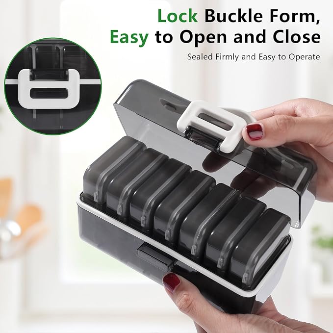 Weekly Pill Organizer, 7 Day Large Pill Box 3 Times a Day, One-Touch Easy Open Travel Medication Case for Seniors, Moisture-Proof Vitamin Holder with AM PM
