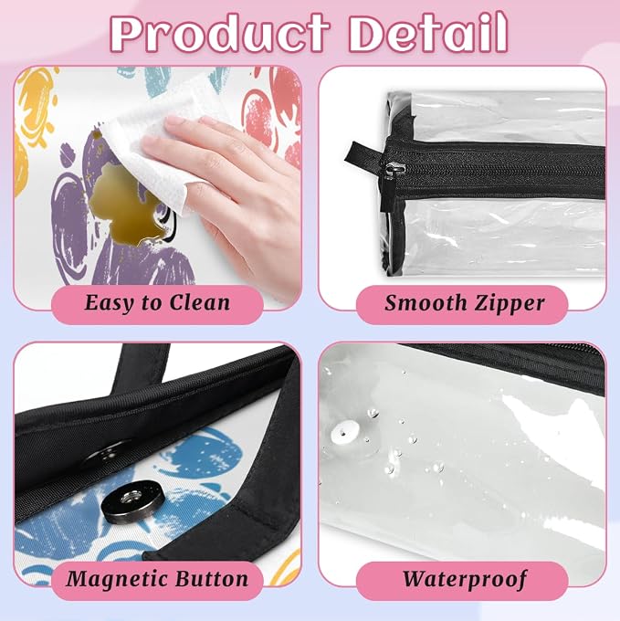 Paw Print Makeup Bag for Women Hanging Roll-Up Travel Organizer Toiletry Kit with 4 Removable Compartments, Paw Print Pet Animal