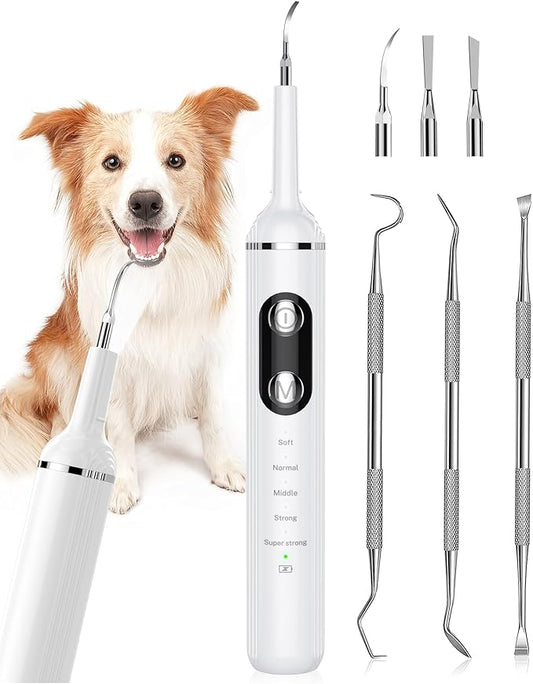 NATURE NERDS Plaque Remover for Teeth, Pet Tooth Brushing Kit, Dental Tools to Remove Plaque and Tartar, Safe for Dog and Cat, with LED Light, White