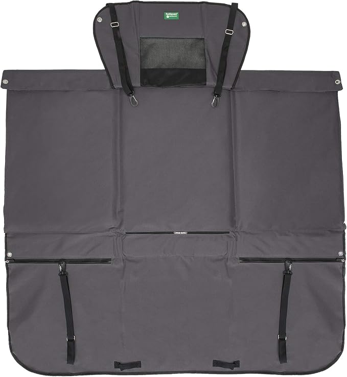 Furhaven Deluxe Multi-Panel Hard Bottom Platform Bridge Backseat Protector w/ Travel Bag - Gray, One Size