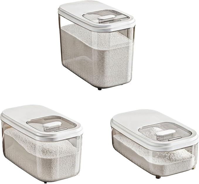 Kitchen Organiser with Sliding Cover Large Capacity Easy Designs Bin for Cereals and Pet Food Storage Slide Lid Rice Bucket