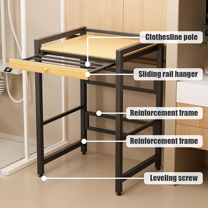 Washer Dryer Stacking Rack, 550lbs Capacity Heavy Duty Washing Machine Storage Utility Rack with Countertop, Height Adjustable Washing Machine Shelf for Laundry Rooms Bathrooms