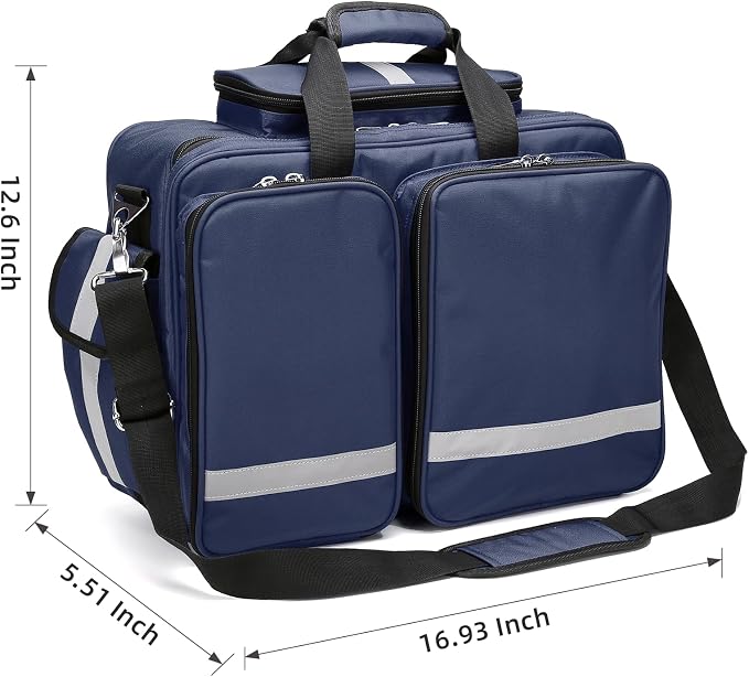 First Aid Bag - Empty Medical Storage Bag for Home Health, Nursing Students, Therapists & Doctors