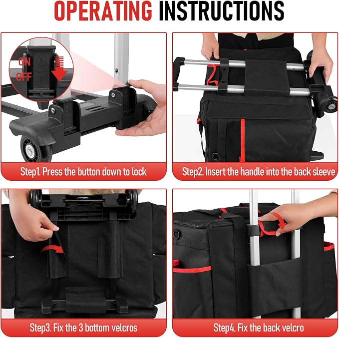 Large DIY Rolling Cleaning Caddy Bag, Cleaning Caddy with Wheels | Wear-Resistant & Waterproof 900D Oxford Cleaner Supplies Organizer for Housekeepers, Kitchen, Home, Office, Tool Storage