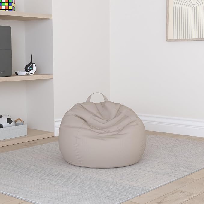 LPMOERA Stuffed Animal Storage Soft Bean Bag Cover No Filler Cream White | Skin-Friendly,Portable,Wide Easy-Load Opening,Hidden Zipper,Decorative Organizer