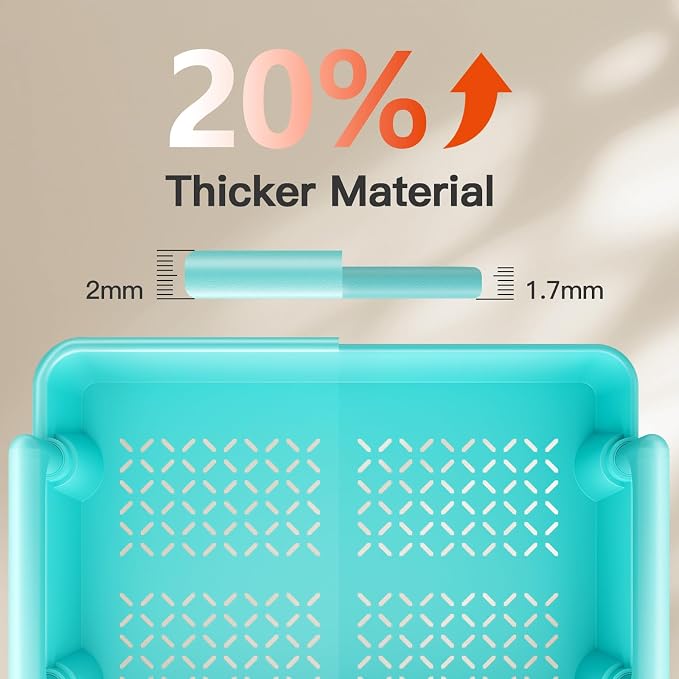 Pipishell 4 Tier Rolling Cart Organizer, Plastic Rolling Cart with Lockable Wheels & Reinforced Handle, Lightweight Utility Storage Cart for Nursery, Kitchen, Craft Room, Turquoise