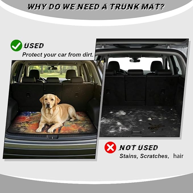 All Weather Cargo Liner American Flag Horse Car Trunk Mats USA Patriotic Cargo Mats for Most Cars Non Slip Rear Trunk Mat Floor Mat Covers Universal Size 29" x 39"