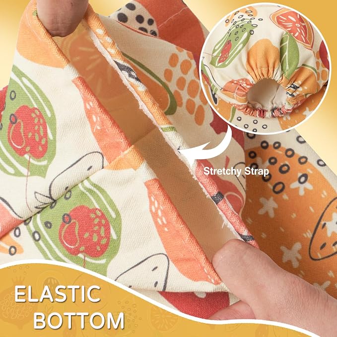 Plastic Bag Holder, Reusable Grocery Bag Holder for Plastic Bags Groceries Store, Flower Canvas Trash Plastic Bag Organizer Storage Holders for Home Kitchen Pantry Decor (Colorful Fruits)