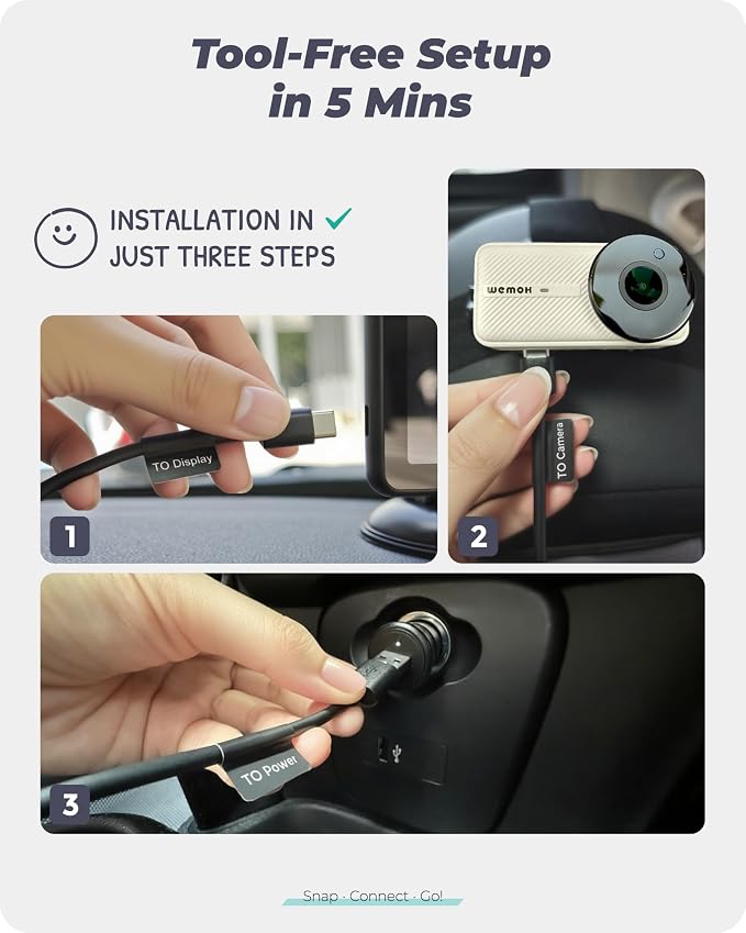 NO.1 Magnetic Baby Car Camera with 5" 1080P IPS Monitor, Snap and Go