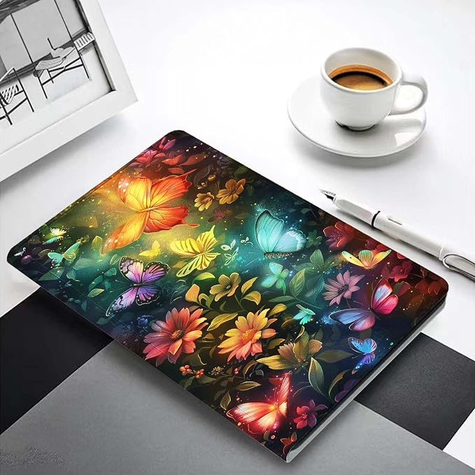for Samsung Galaxy Tab A8 10.5 Inch 2022 (SM-X200/X205/X207) Tablet Case,Premium Leather Folio Stand Auto Wake/Sleep,Multiple Viewing Stand,Colorful Butterflies Flowers