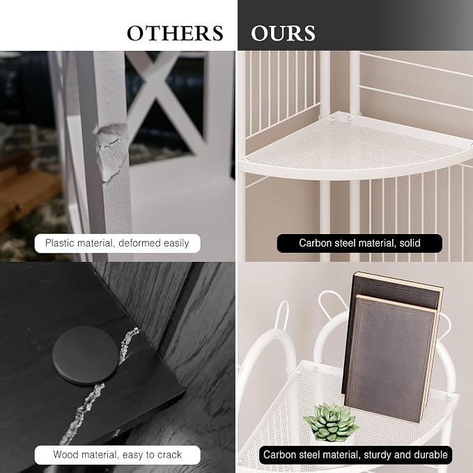 CICUFY Small Corner Shelf Metal Bathroom Corner Shelf 3 Tier Bathroom Stand Toilet Paper Storage Standing Shower Caddy Organizer Toilet Shelf Unit (White)