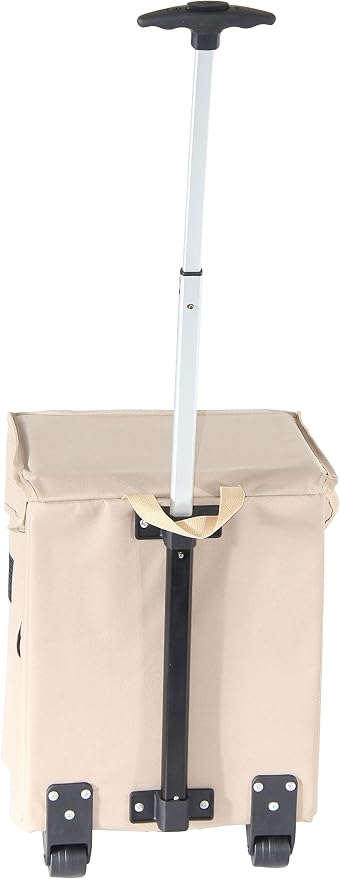dbest products Smart Cart, Khaki Collapsible Rolling Utility Cart Basket Grocery Shopping Teacher Hobby Craft Art