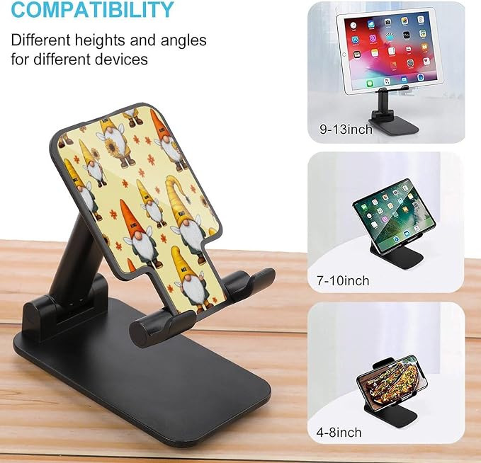 Travel Lightweight Bee Sunflower Yellow Flowers Floral Cell Phone Holder | Funny Honeybee Gnomes, Foldable Adjustable, Desk Phone Stand, Hands Free, Viewing Accessory, Daily Use