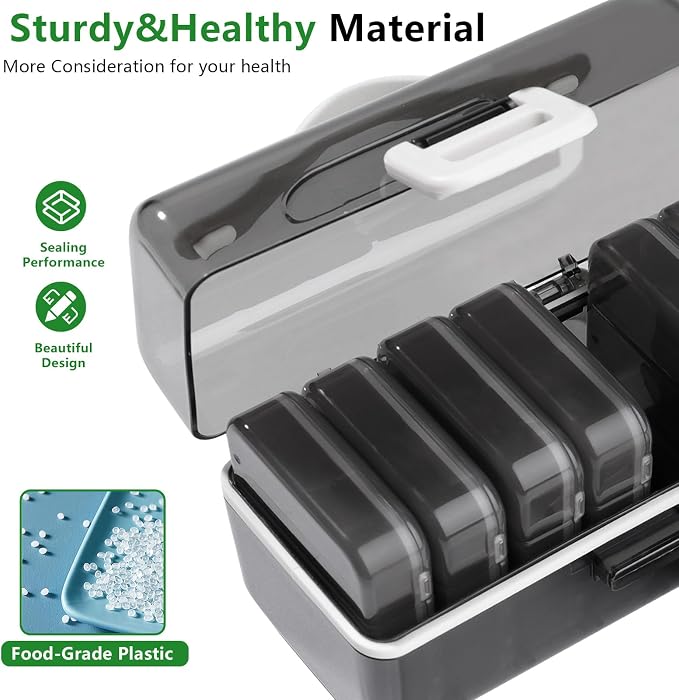 Weekly Pill Organizer, 7 Day Large Pill Box 3 Times a Day, One-Touch Easy Open Travel Medication Case for Seniors, Moisture-Proof Vitamin Holder with AM PM