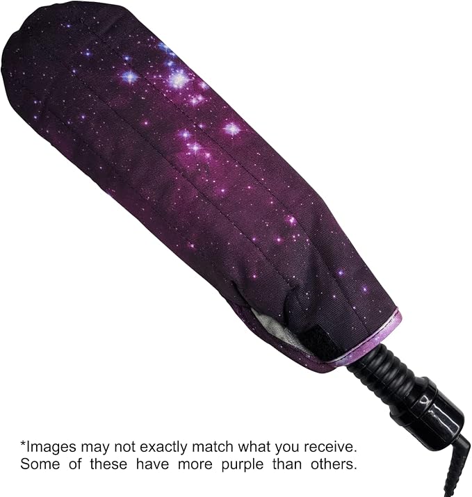 Case/Cover [Heat Resistant] for Curling Irons, Flat Irons or Straighteners, and Styling Irons, Silicone Coated Lining and Quilted Cotton Pouch for Travel, Gym, or Home [Nebula]