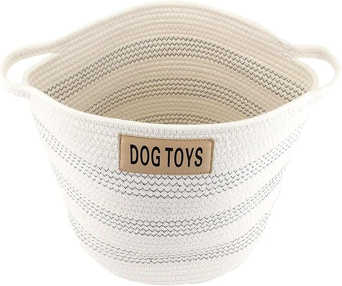 Midlee Dog Toy Rope Cotton Basket (Large)- Storage Bin Pet Items Organizer