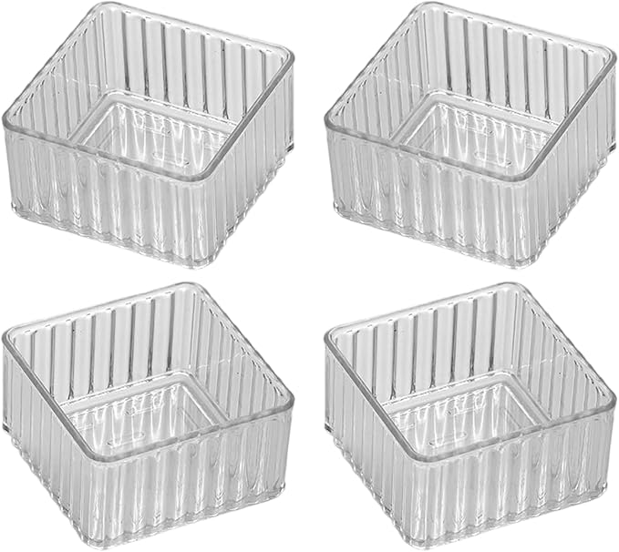 4Pcs Clear Drawer Organiser Tray Set Vanity Drawer Dividers Dresser Drawers Storage Bin for Makeup Tool Kitchen Utensil Stackable Desktop Planner