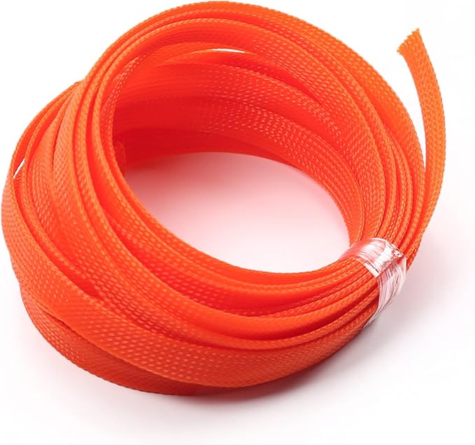 Jutagoss PET Expandable Braided Cable Sleeve, 16.4ft - 1/2 inch Orange Cable Management Sleeve, Wire Loom Tube Cord Protector for USB Cable, Power Cord, Audio Video and More, 1Pc