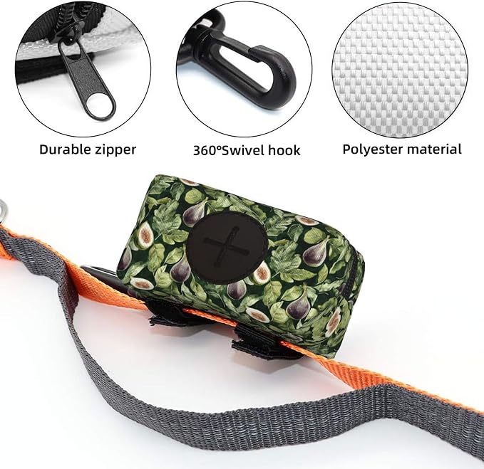 Fig Fruit Pet Waste Bag Dispenser 0.2L | Portable Dog Poop Holder Waste Bag With Zipper Park Doggy Walking Accessory